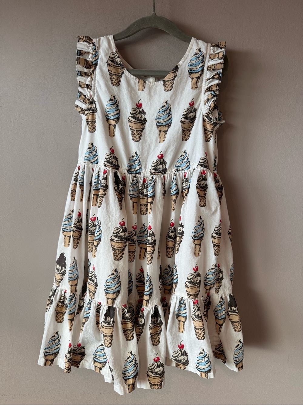 Pink Chicken Girls 100% Cotton Tiered Ruffled Ice Cream Twirl Dress Size 7 Years
